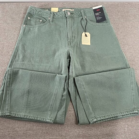 Levi's Premium Baggy Dad Barrel Denim Jeans Women's 29 Mid Rise Green Casual NWT - Picture 3 of 15